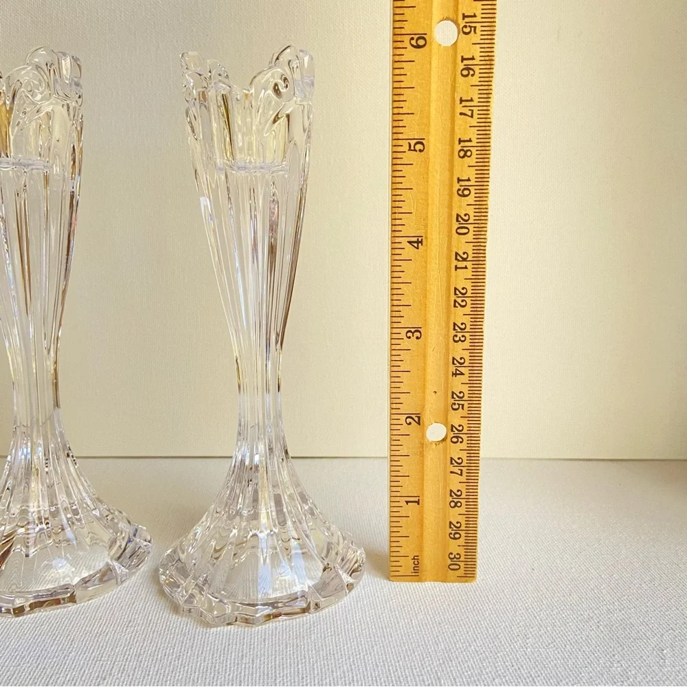 Oneida Crystal Augustina clear fluted candlesticks candle holders for tapers